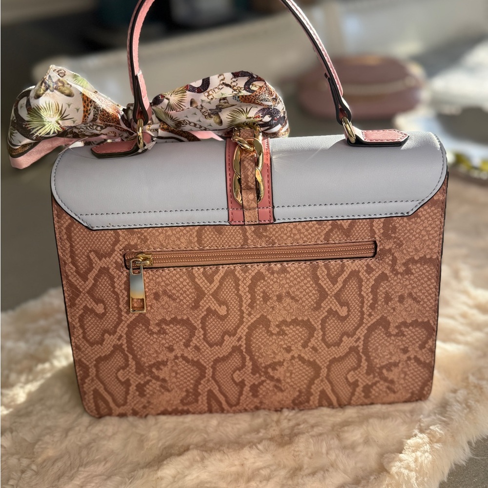 Aldo Caiilla Top Handle Satchel Snake Print + Chain Detail - Picture 16 of 16